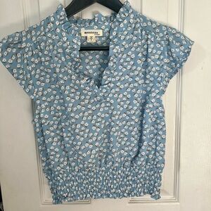 Monteau Light Blue Floral Blouse